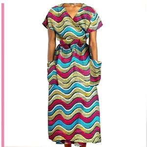 NWOT Yevu Midi Wrap Dress Heatwave Print